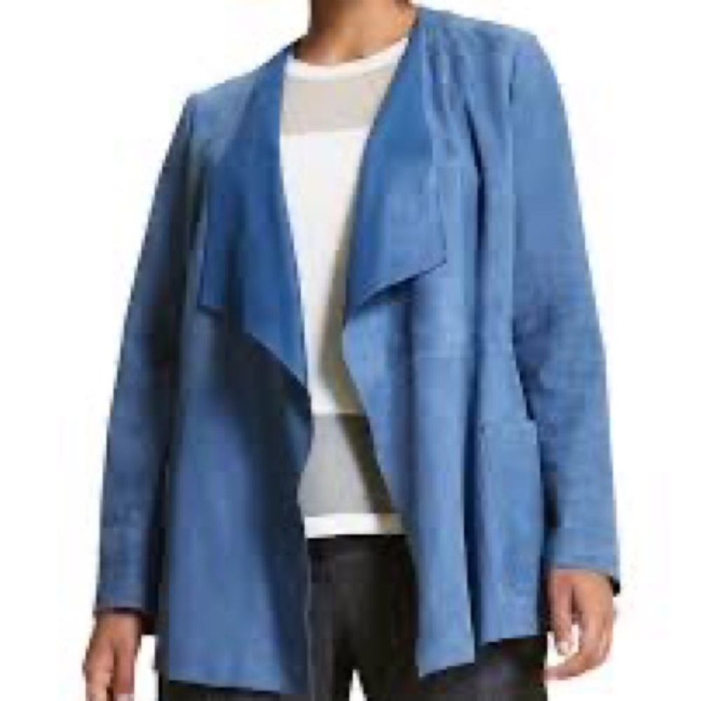 Marina Rinaldi Size 14 Plus Size Etere Suede Open Waterfall Jacket